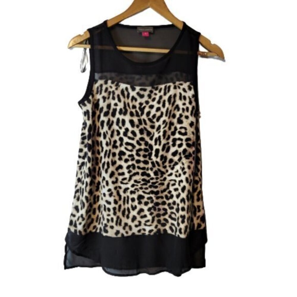 NWT Vince Camuto Kenya Blues Leopard Animal Print Sleeveless Top Size XS​